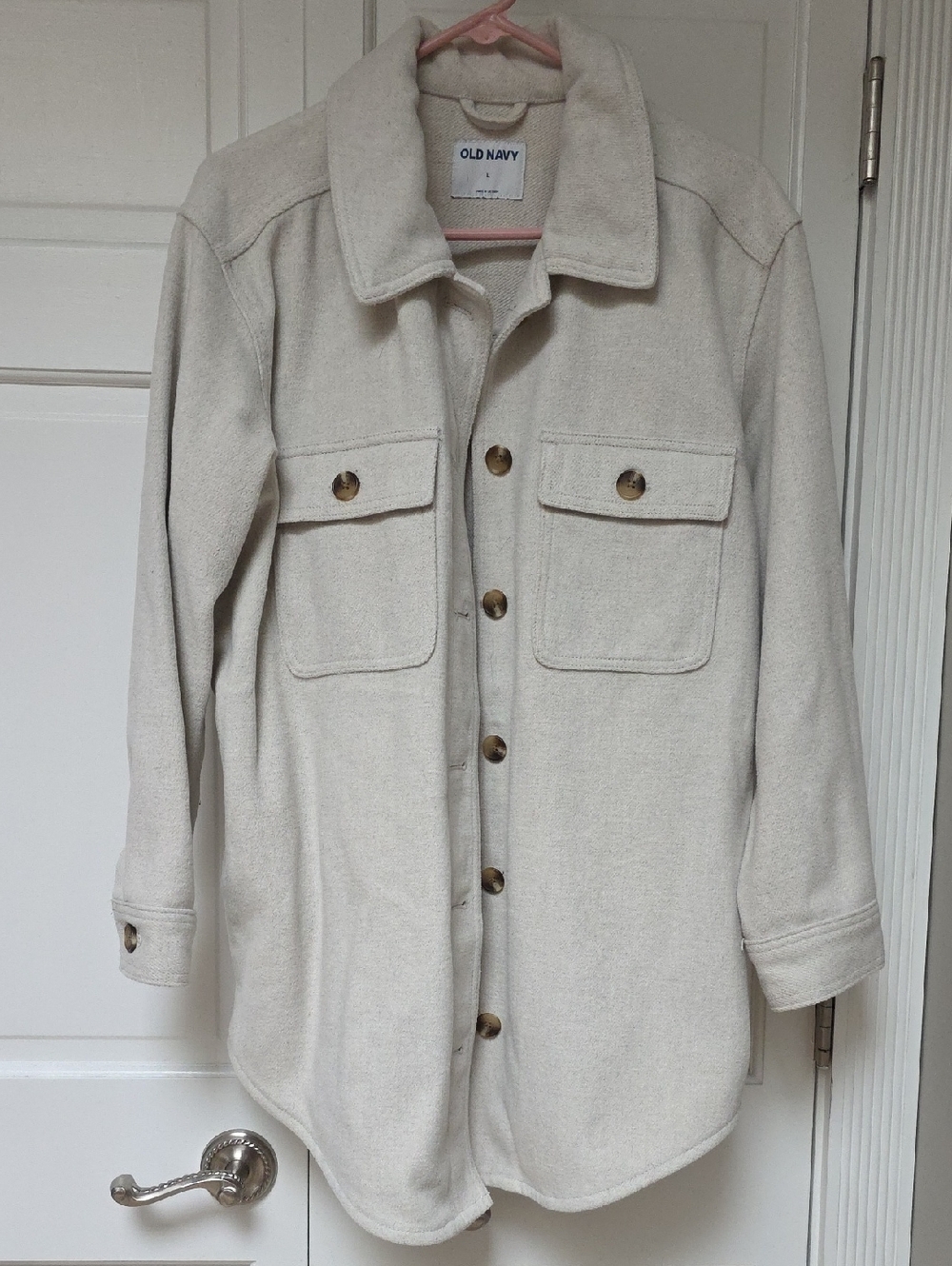 Old Navy Cream Utility Shacket with Chest Pockets